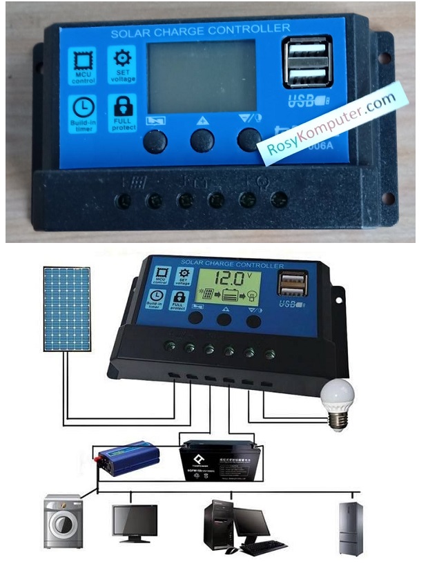 Jual Solar Charger Controller Panel Surya Dual USB 10A 12V 24V | Rosy ...