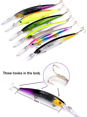 Umpan Lure Bentuk Ikan + Kail 3 hooks