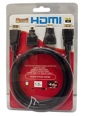 Kabel HDMI 3in1 (Micro, Mini, HDMI)