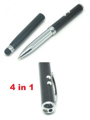 Pen Stylus 4 in 1 Ballpoint + Laser Pointer + Senter