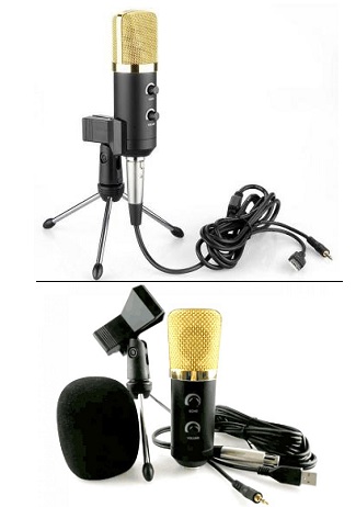 Microphone Condenser + Stand , Conector Usb dan Jack 3.5mm