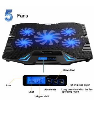 Cooling Pad Gaming 5 Fan Led Display