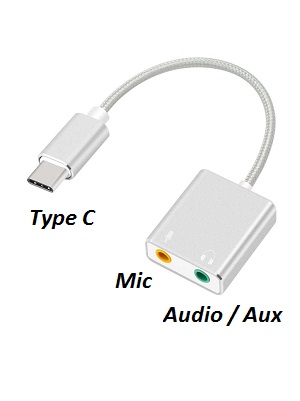 Kabel Converter USB Type C to Audio Aux – Mic / Soundcard