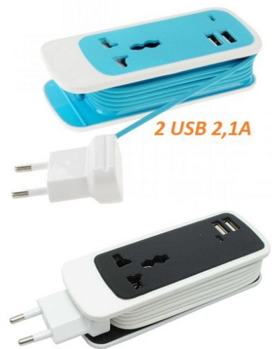 Kabel Stop Kontak + 2 Port USB 2.1A