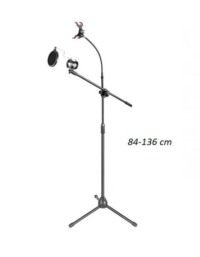 Arm Stand Mic + Holder HP + Pop Filter Tinggi 136cm