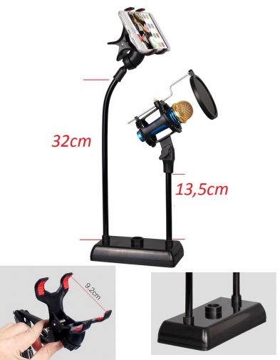 Holder HP Fleksibel, Stand Mic , Pop filter meja