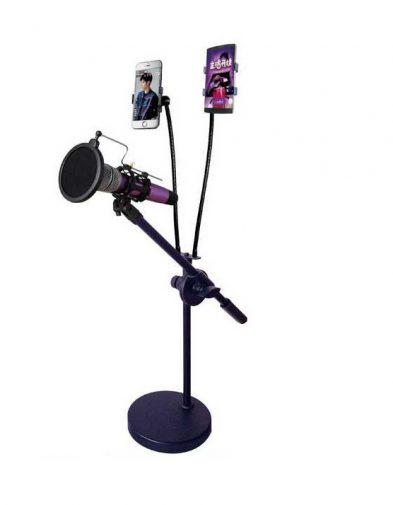 Stand Microphone + 2 Holder Fleksibel HP Meja