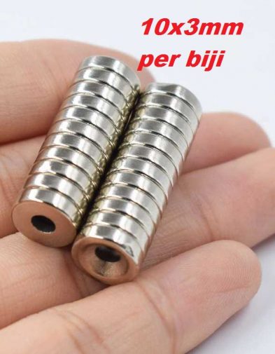 Magnet Neodymium Bulat 10×3 mm lubang