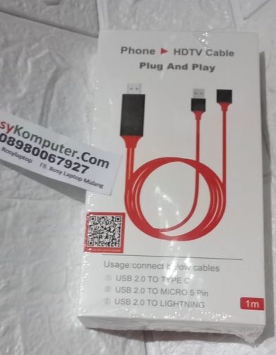 Kabel HP ke TV MHL 3in1 , Lightning (iphone), Micro USB, Type C