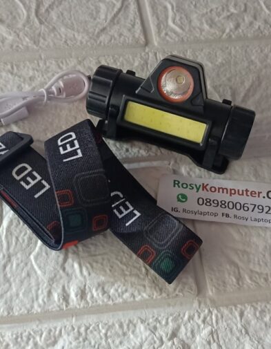 Headlamp, Senter Kepala 2 Led, Baterai Cas