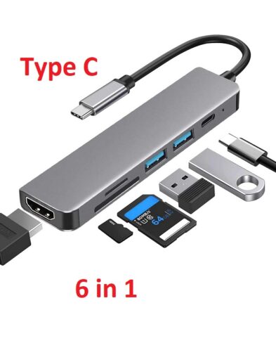 Type C To HDTV / HDMI, USB, Cardreader 6in1